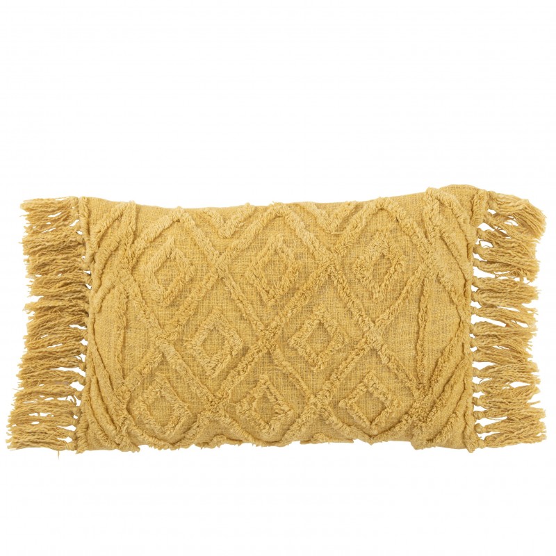 CUSHION TASSEL SQ MUSTARD     - CUSHIONS